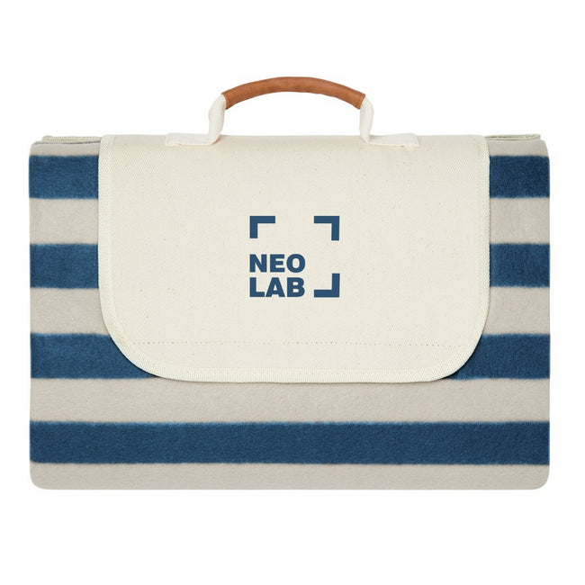 Navy - Front - Vinga Alba RPET Striped Picnic Blanket