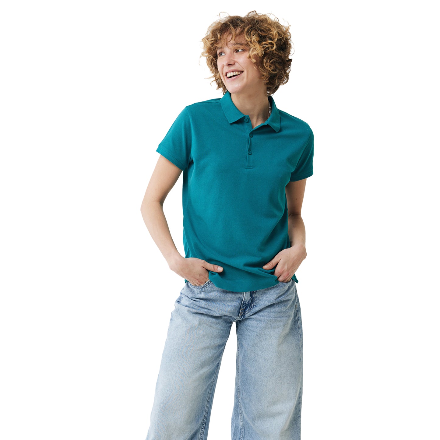 Verdigris - Side - Iqoniq Womens-Ladies Yosemite Pique Polo Shirt