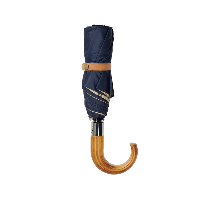 Navy - Side - Vinga Bosler Foldable Recycled Aware Stick Umbrella