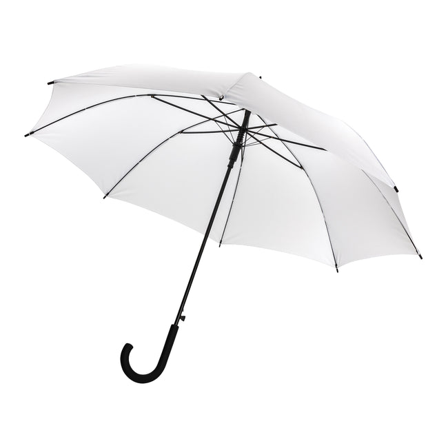 White - Front - XD Collection Impact Aware RPET Automatic Stick Umbrella