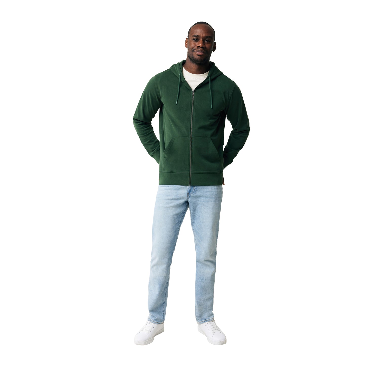 Forest Green - Side - Iqoniq Unisex Adult Abisko Recycled Cotton Full Zip Hoodie
