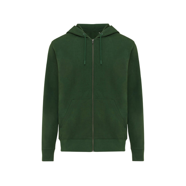 Forest Green - Front - Iqoniq Unisex Adult Abisko Recycled Cotton Full Zip Hoodie