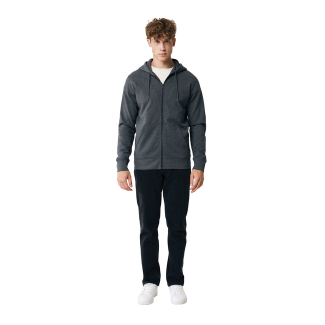 Heather Anthracite - Side - Iqoniq Unisex Adult Abisko Recycled Cotton Full Zip Hoodie