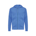 Heather Blue - Front - Iqoniq Unisex Adult Abisko Recycled Cotton Full Zip Hoodie