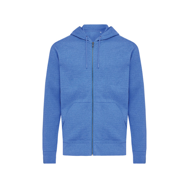 Heather Blue - Front - Iqoniq Unisex Adult Abisko Recycled Cotton Full Zip Hoodie