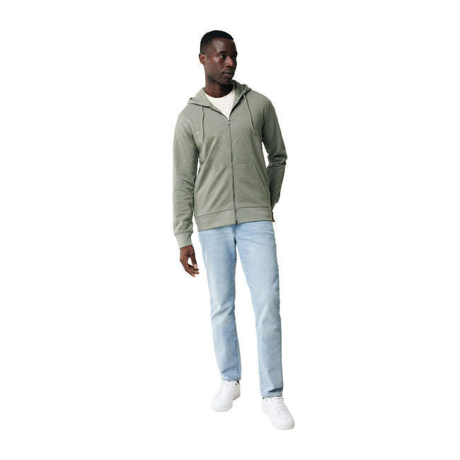 Heather Green - Side - Iqoniq Unisex Adult Abisko Recycled Cotton Full Zip Hoodie