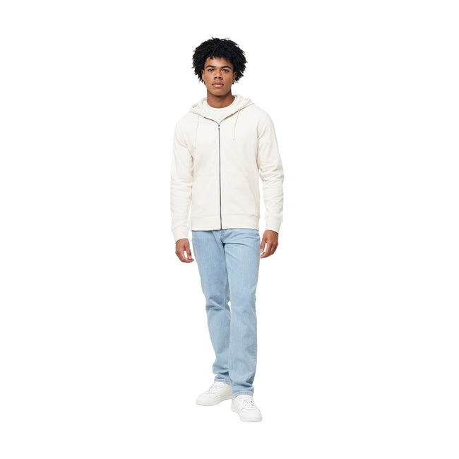 Natural Raw - Side - Iqoniq Unisex Adult Abisko Recycled Cotton Full Zip Hoodie