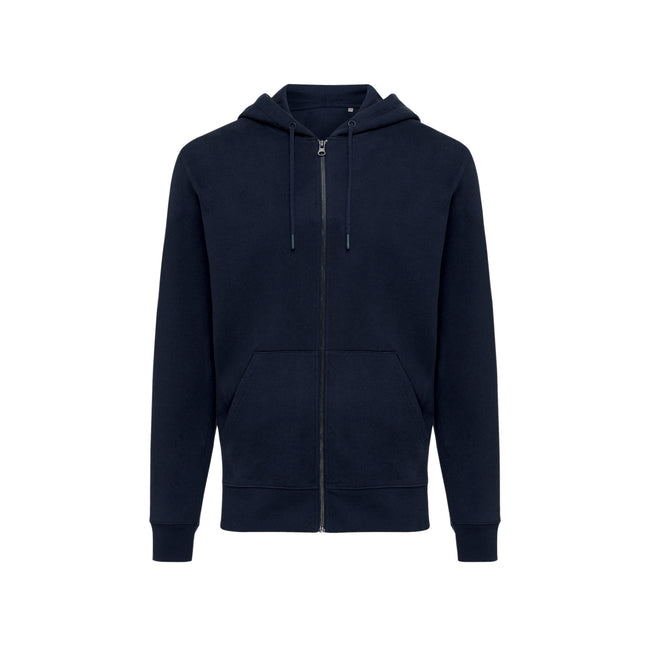 Navy - Front - Iqoniq Unisex Adult Abisko Recycled Cotton Full Zip Hoodie