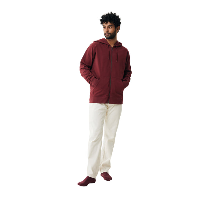 Burgundy - Side - Iqoniq Unisex Adult Abisko Recycled Cotton Full Zip Hoodie