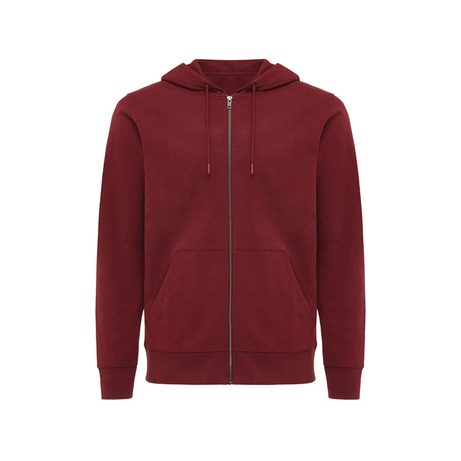 Burgundy - Front - Iqoniq Unisex Adult Abisko Recycled Cotton Full Zip Hoodie