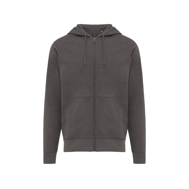Anthracite - Front - Iqoniq Unisex Adult Abisko Recycled Cotton Full Zip Hoodie