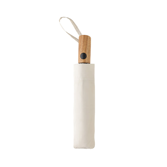 Beige - Side - XD Collection Kaycey Acacia Wood Aware Folding Umbrella