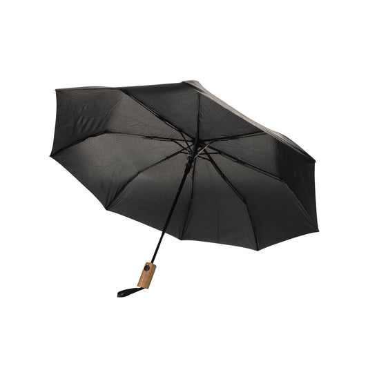 Black - Front - XD Collection Kaycey Acacia Wood Aware Folding Umbrella