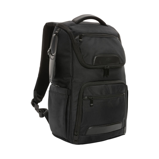 Black - Front - Swiss Peak Voyager RPET Aware 19L Laptop Backpack