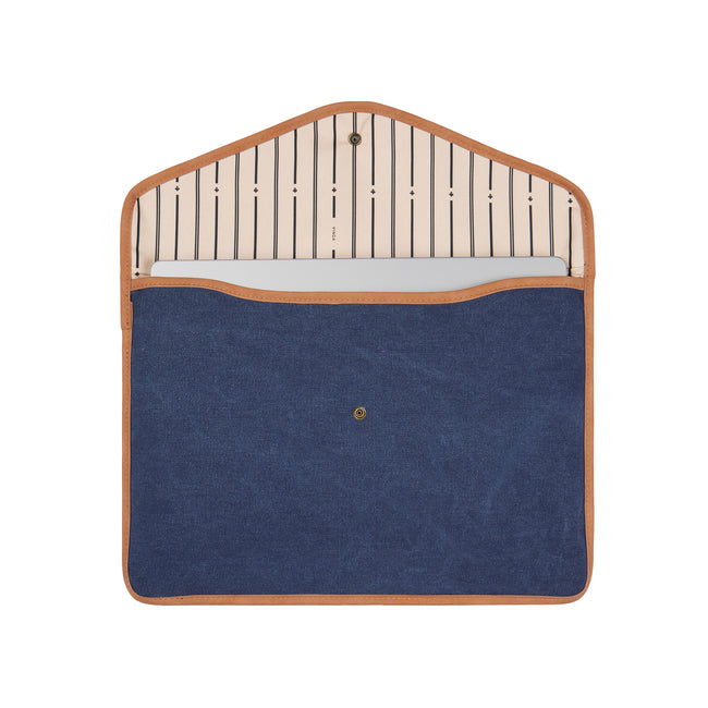 Navy - Side - Vinga Bosler Canvas Recycled Laptop Sleeve