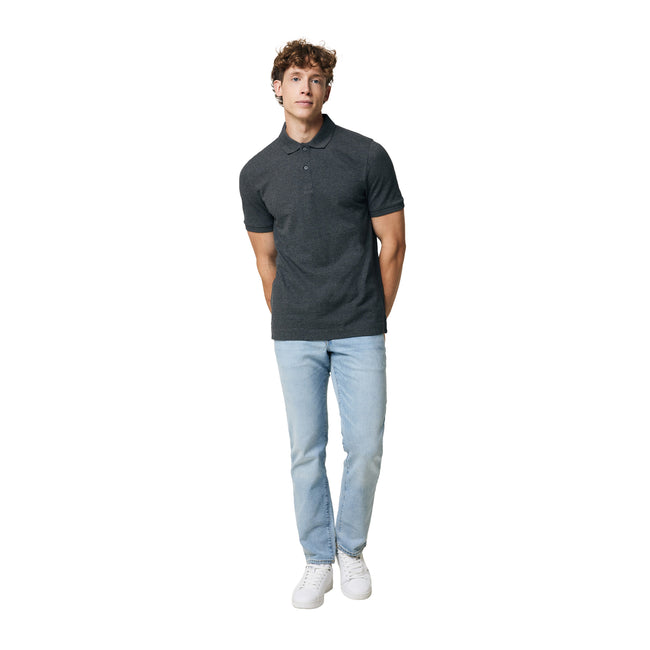 Heather Anthracite - Side - Iqoniq Mens Yosemite Pique Polo Shirt