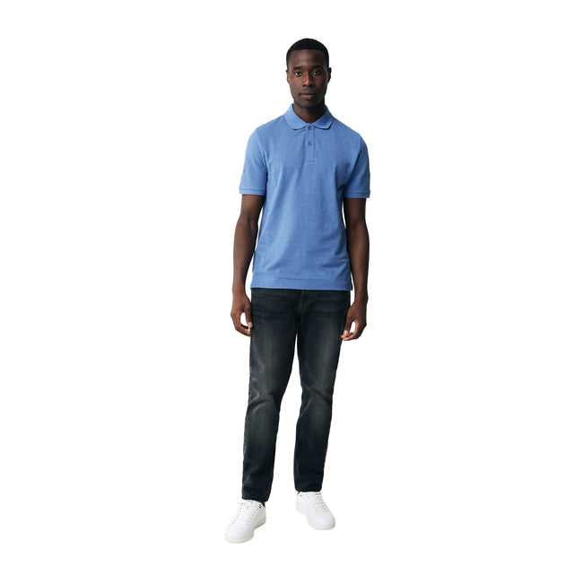 Heather Blue - Side - Iqoniq Mens Yosemite Pique Polo Shirt