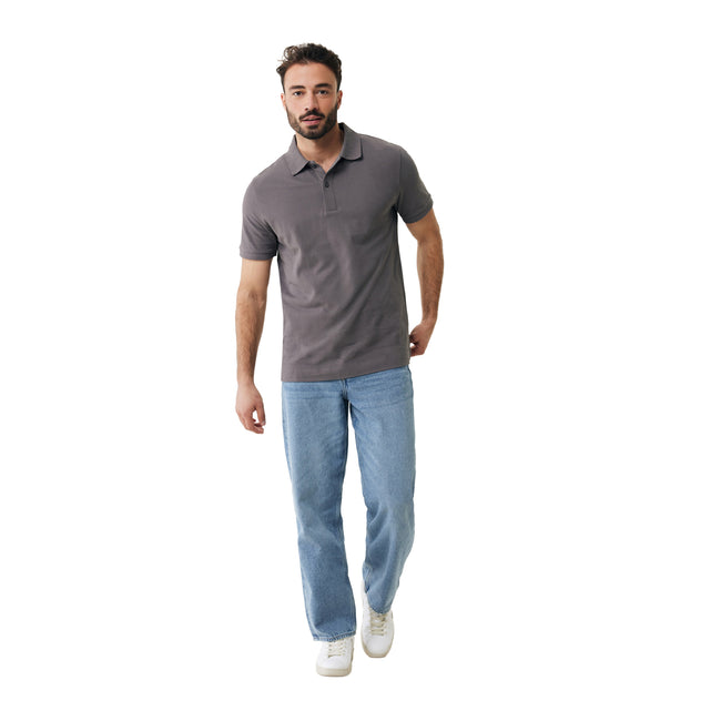 Anthracite - Side - Iqoniq Mens Yosemite Pique Polo Shirt