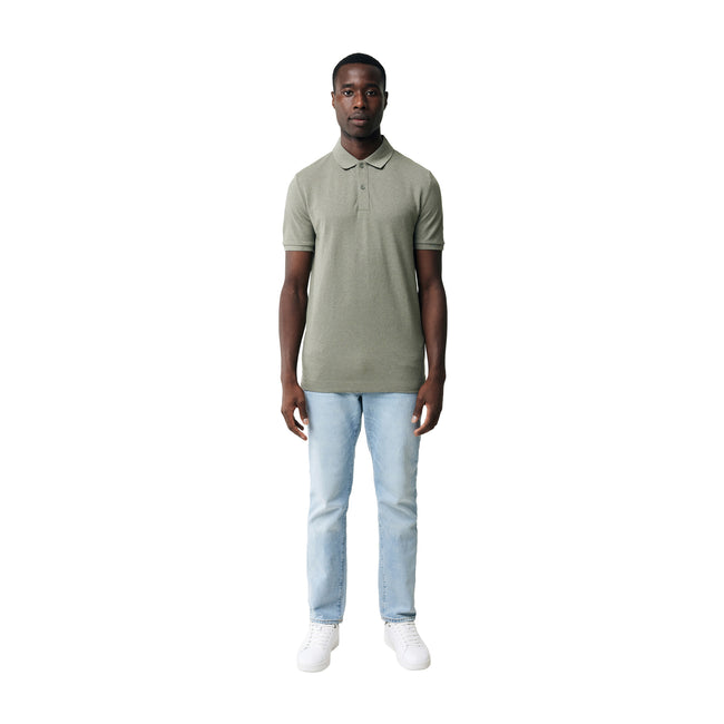 Heather Green - Side - Iqoniq Mens Yosemite Pique Polo Shirt