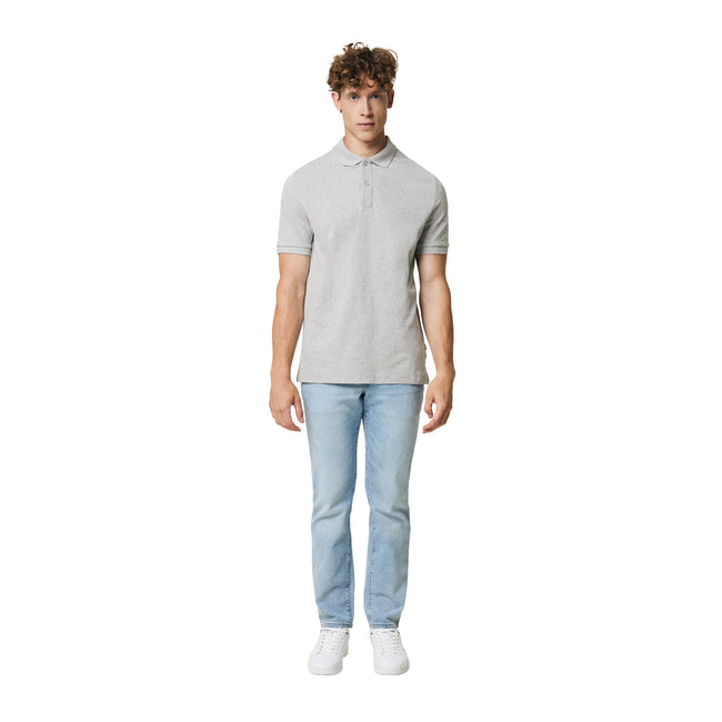 Heather Grey - Side - Iqoniq Mens Yosemite Pique Polo Shirt