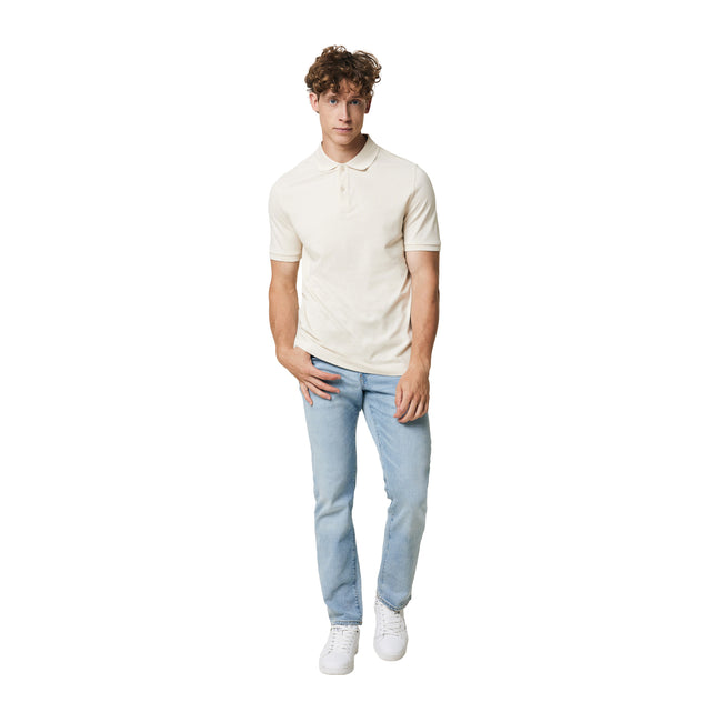 Natural Raw - Side - Iqoniq Mens Yosemite Pique Polo Shirt