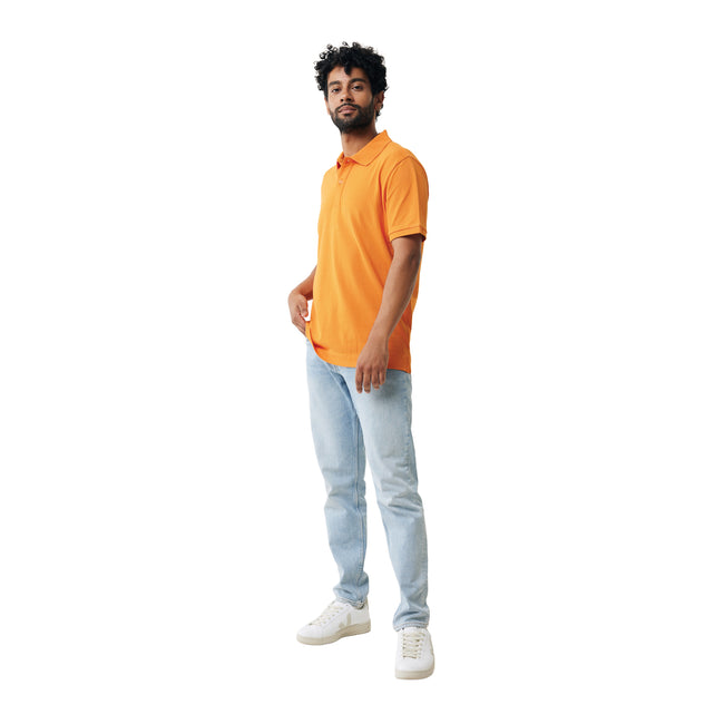 Orange - Side - Iqoniq Mens Yosemite Pique Polo Shirt