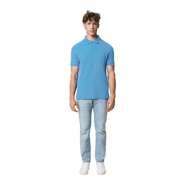 Tranquil Blue - Side - Iqoniq Mens Yosemite Pique Polo Shirt