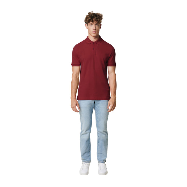 Burgundy - Side - Iqoniq Mens Yosemite Pique Polo Shirt