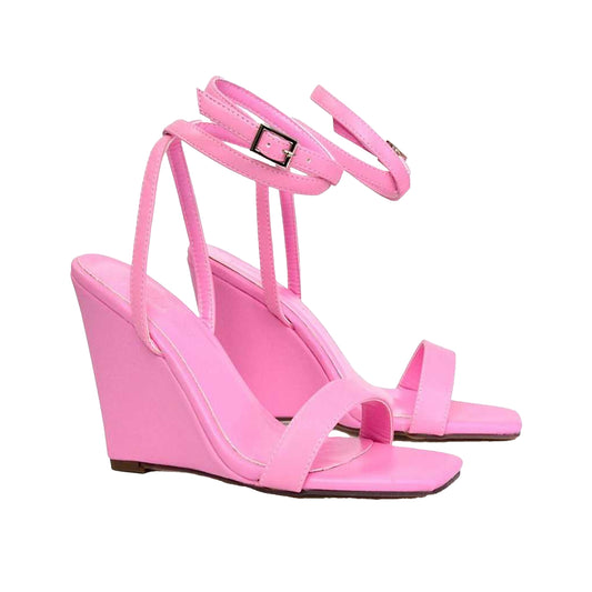 Pink - Front - XY London Womens-Ladies Collins Strappy Wedge Sandals