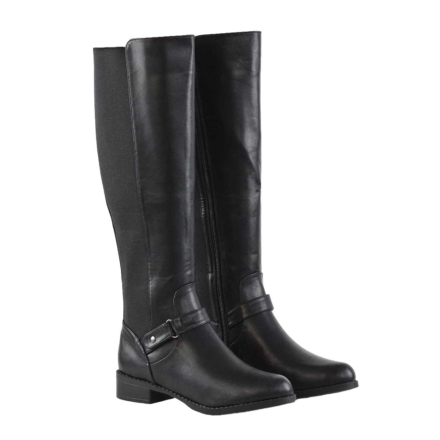 Black - Lifestyle - XY London Womens-Ladies Mikayla Elasticated Panel Knee-High Boots