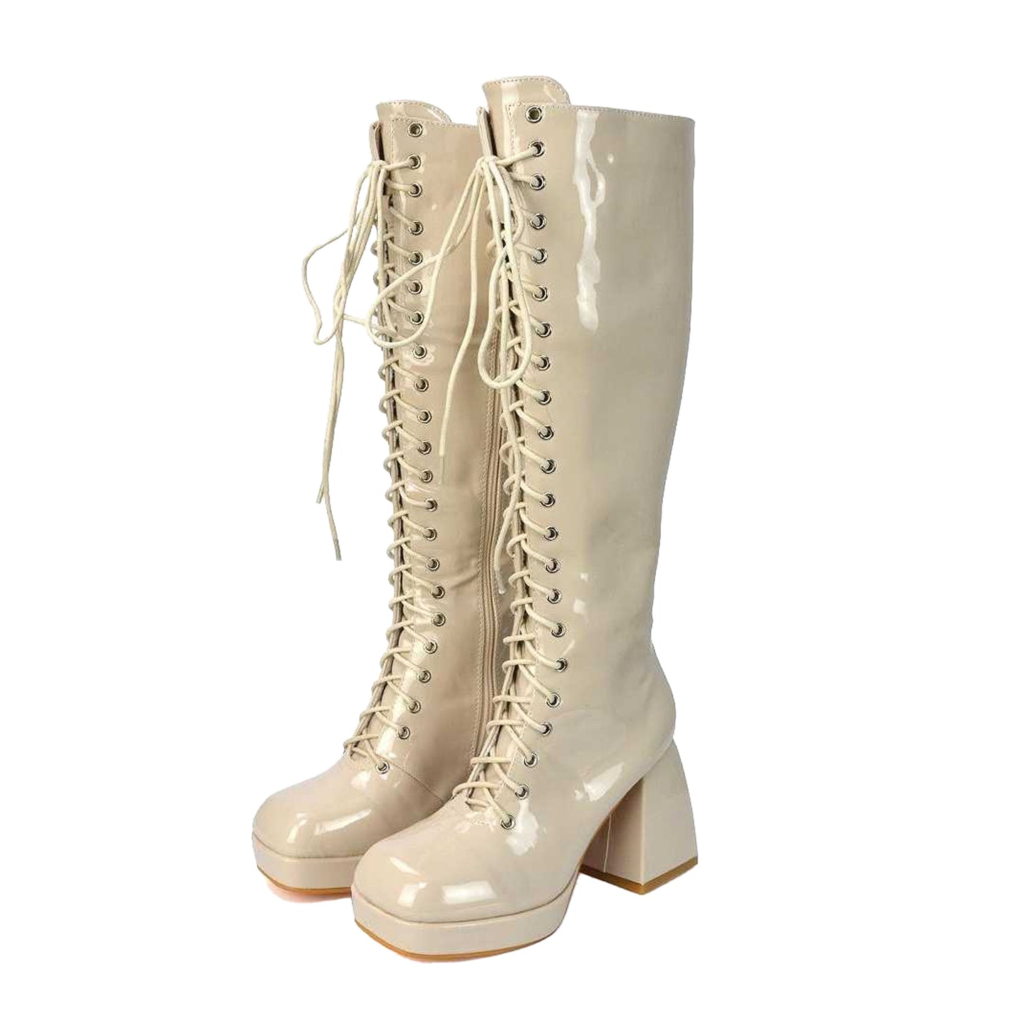 Nude - Lifestyle - XY London Womens-Ladies Love Patent Knee-High Boots