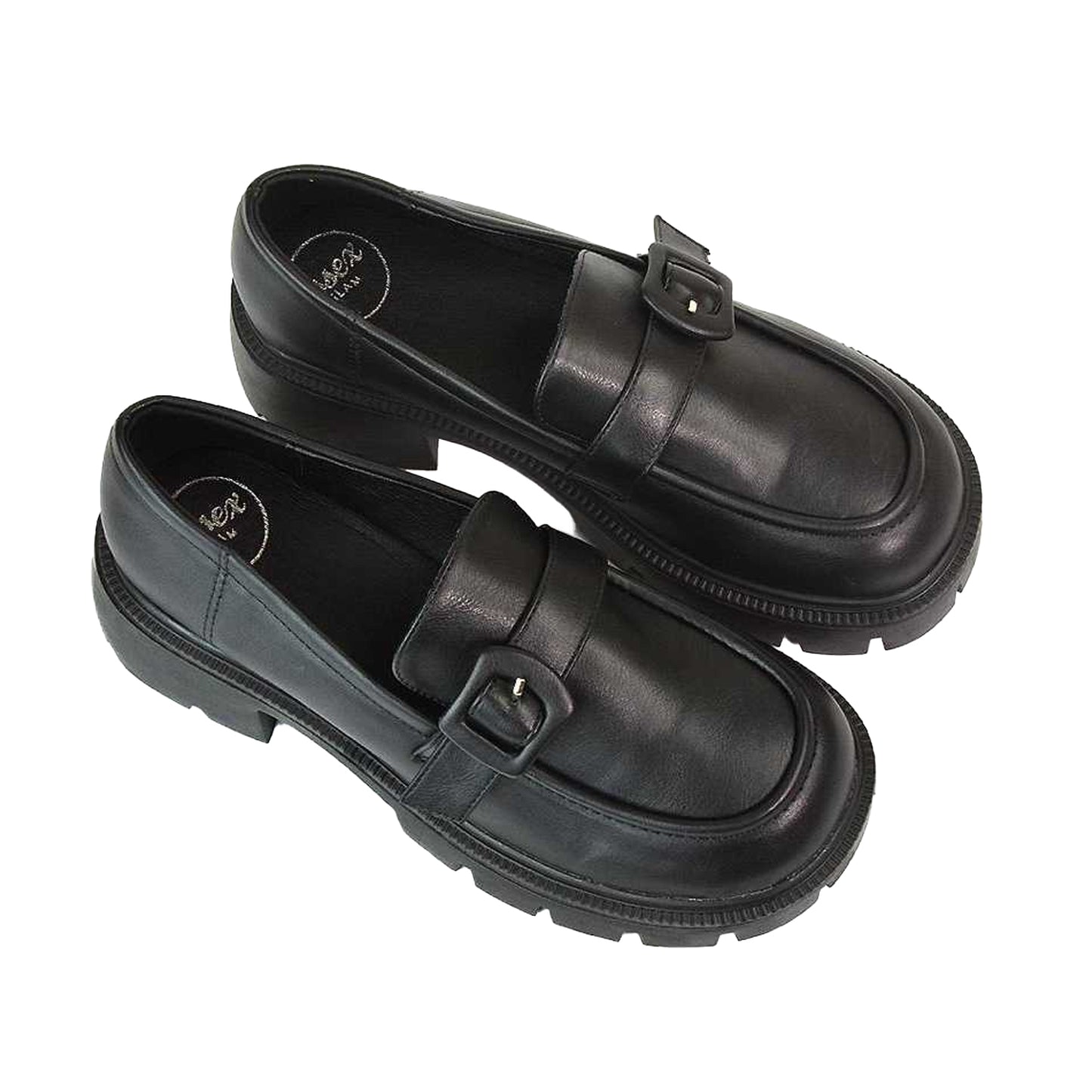 Black - Pack Shot - XY London Womens-Ladies Adelaide Chunky Platform Loafers