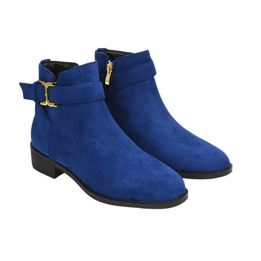 Navy - Front - XY London Womens-Ladies Shyla Zip Low Heel Chelsea Boots