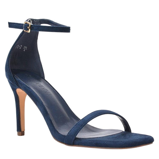 Navy - Front - XY London Womens-Ladies Emma Square Toe High Stiletto Heel Sandals