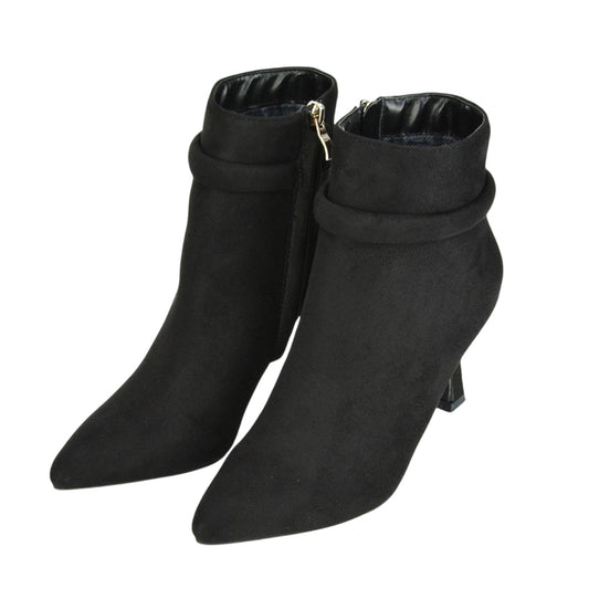 Jet Black - Front - XY London Womens-Ladies Jaelyn Pointed Stiletto Heel Ankle Boots