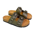 Khaki - Pack Shot - London Womens-Ladies Evan Slip-on Flat Sandals