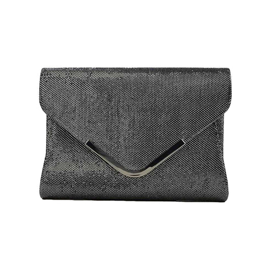 Black - Front - XY London Cara Glitter Chrome Chain Strap Clutch Bag