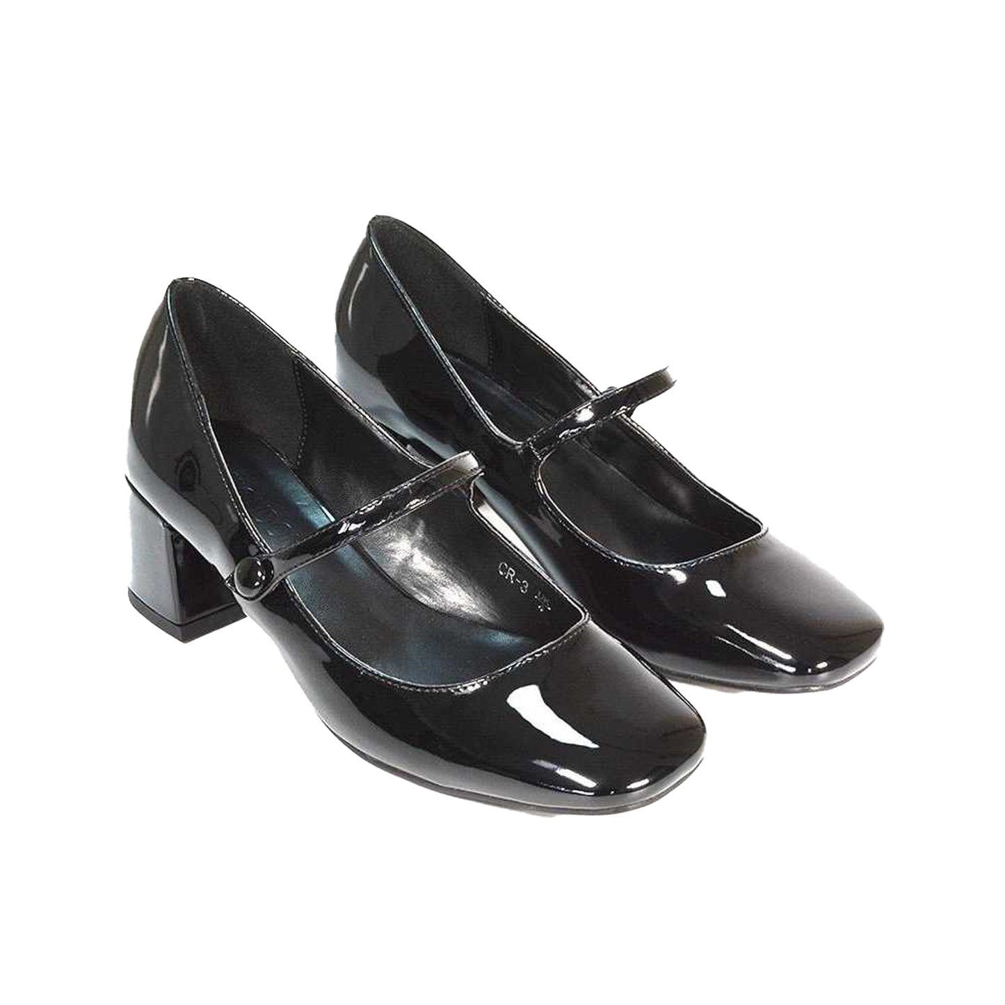 True Black - Close up - XY London Womens-Ladies Leneka Slip-on Low Block Heel Court Shoes