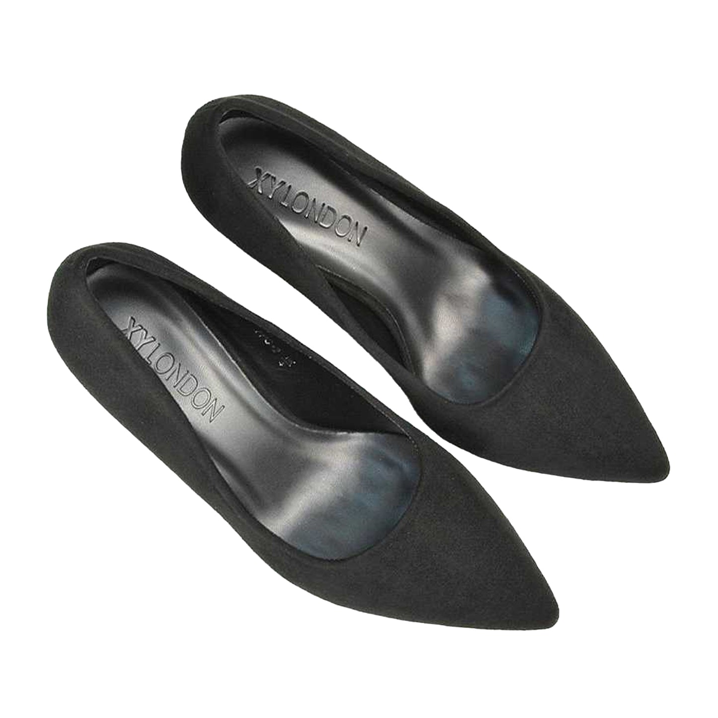 Jet Black - Pack Shot - XY London Womens-Ladies Lisa Pointed Mid Stiletto Court Shoes