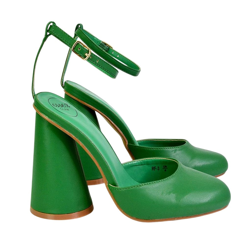 Green - Pack Shot - XY London Womens-Ladies Ekin Cylinder High Heels