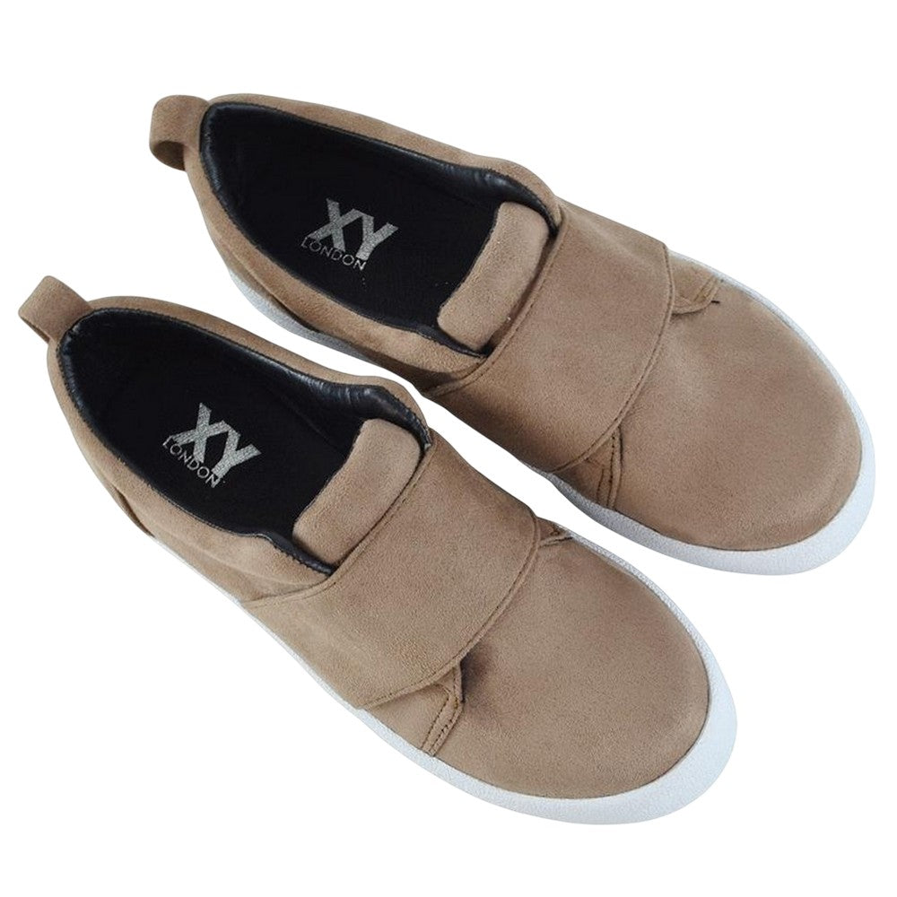 Taupe - Lifestyle - XY London Womens-Ladies Rebecca Faux Suede Chunky Sole Trainers