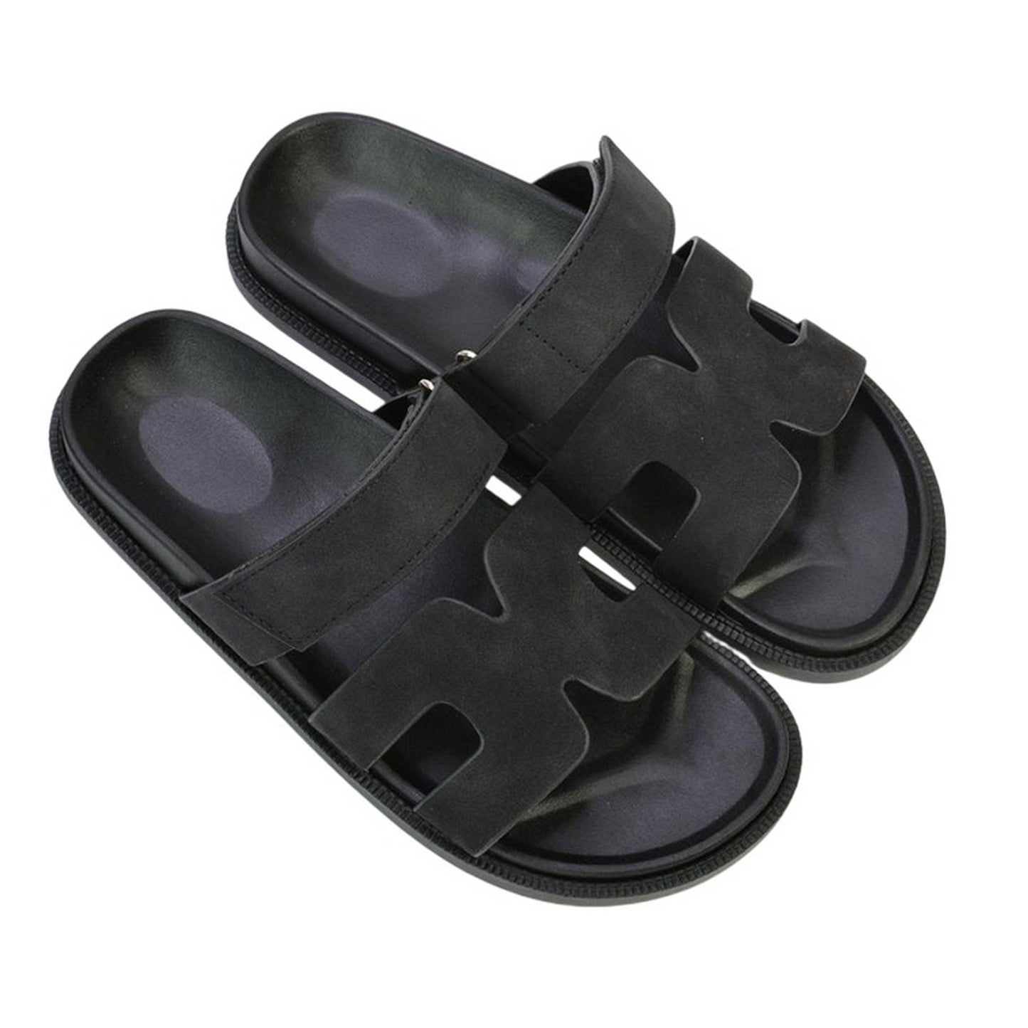 Black - Lifestyle - XY London Womens-Ladies Lydia Adjustable Strap Flat Sandals