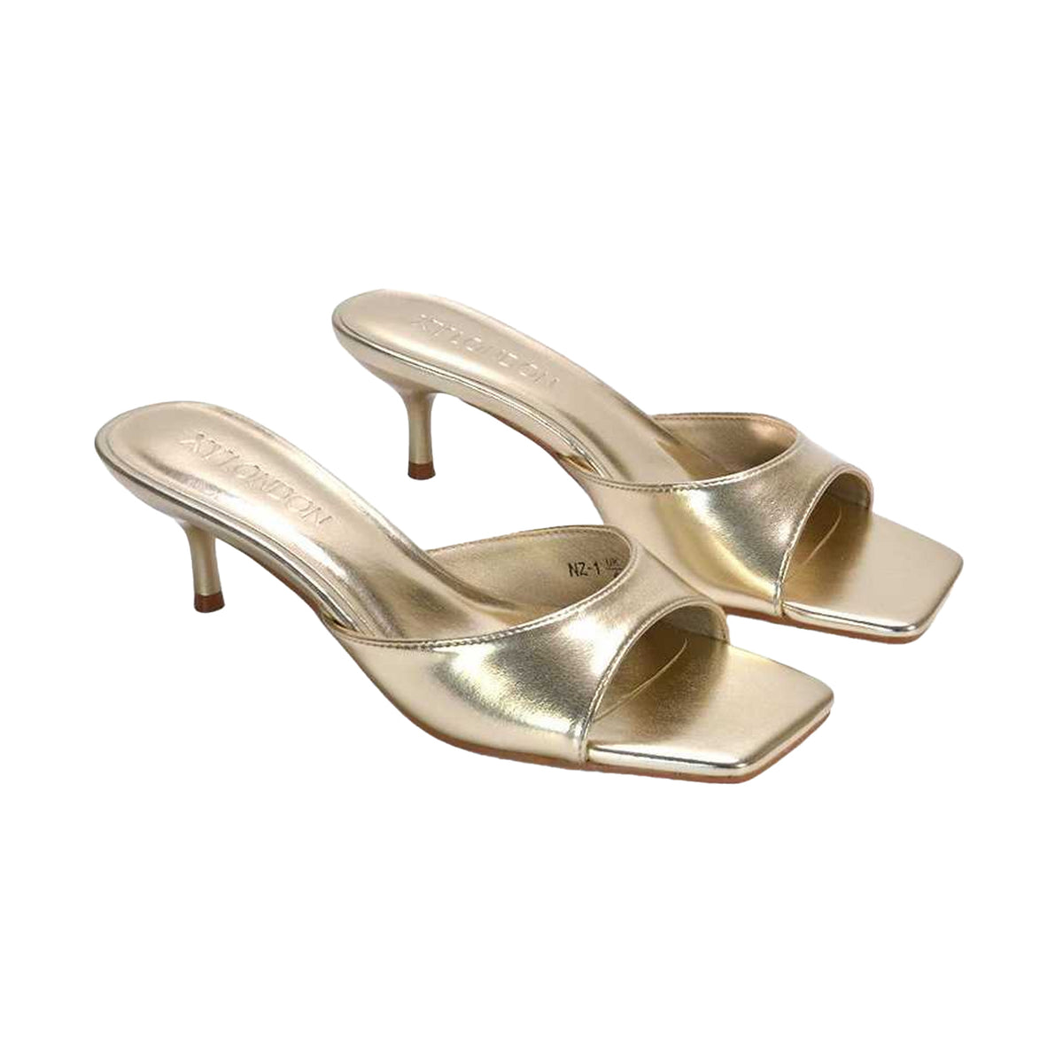 Metallic Gold - Pack Shot - XY London Womens-Ladies Katherine Metallic Mules