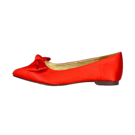 Silver - Front - XY London Womens-Ladies Cally Bow Pointed Ballerina Flats