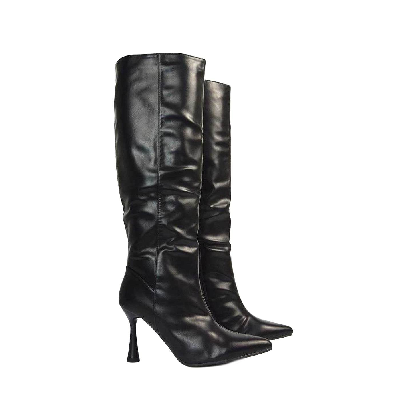 Black - Pack Shot - XY London Womens-Ladies Isabel Stiletto Heel Knee-High Boots