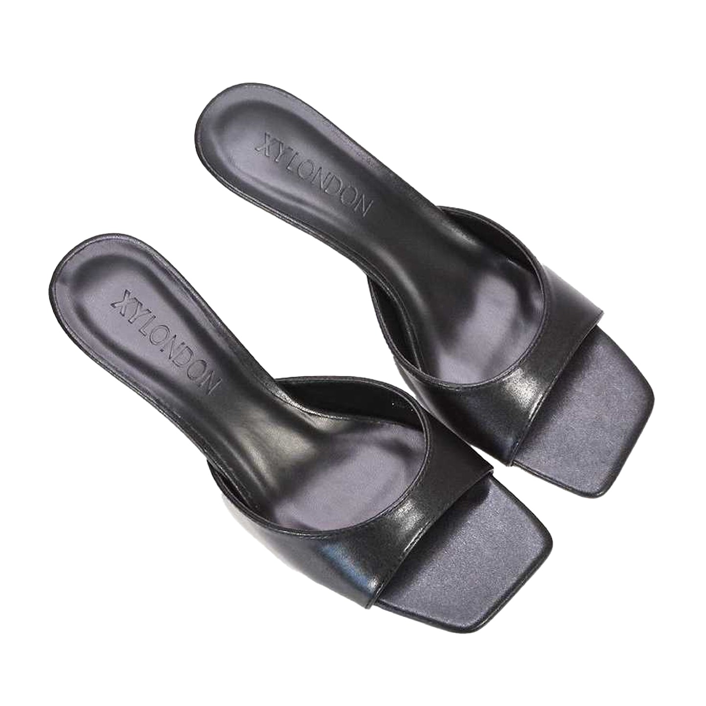 Black - Lifestyle - XY London Womens-Ladies Jane Square Toe Kitten Heel Mule Sandals