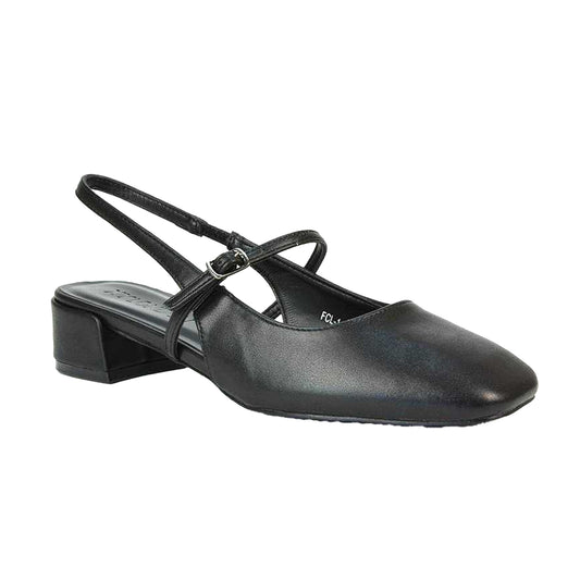 Black - Front - XY London Womens-Ladies Marie Sling Back Court Pumps