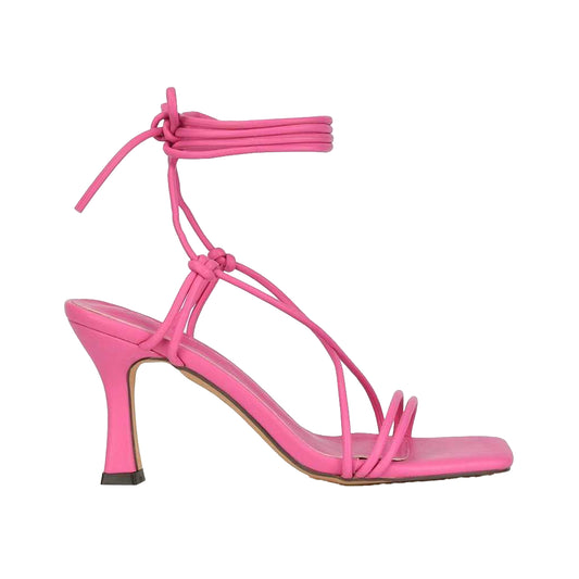 Fuchsia - Front - XY London Womens-Ladies Callie Lace Up Mid High Heel Sandals