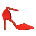 Red - Side - XY London Womens-Ladies Claire D´Orsay Ankle Strap Stiletto Heel Court Shoes