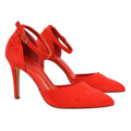 Red - Pack Shot - XY London Womens-Ladies Claire D´Orsay Ankle Strap Stiletto Heel Court Shoes